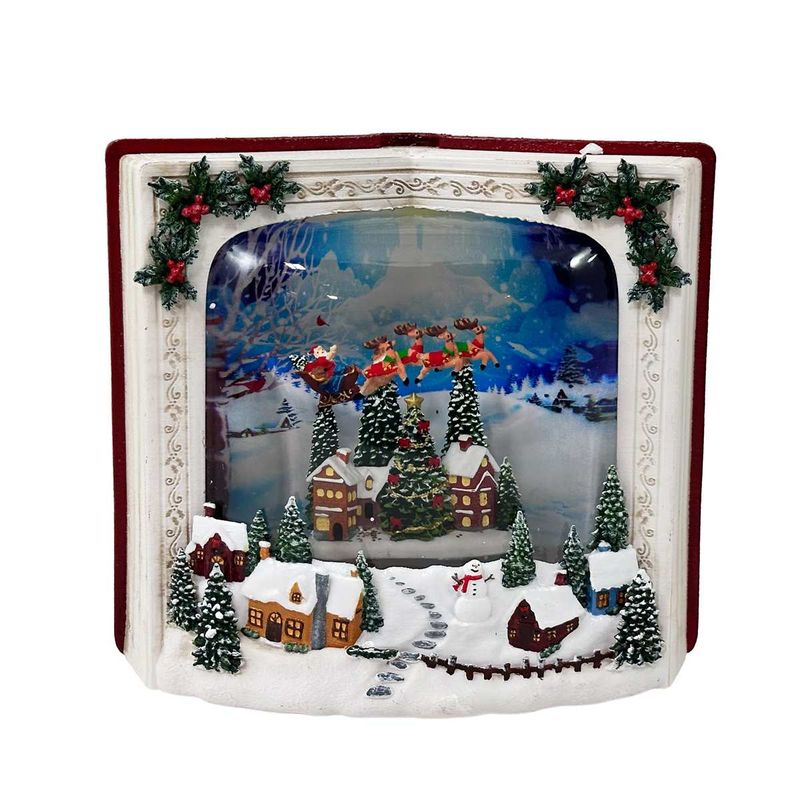 KDA158 - ILLUMINATING SPINNING WATER GLITTER BOOK / CHRISTMAS VILLAGE