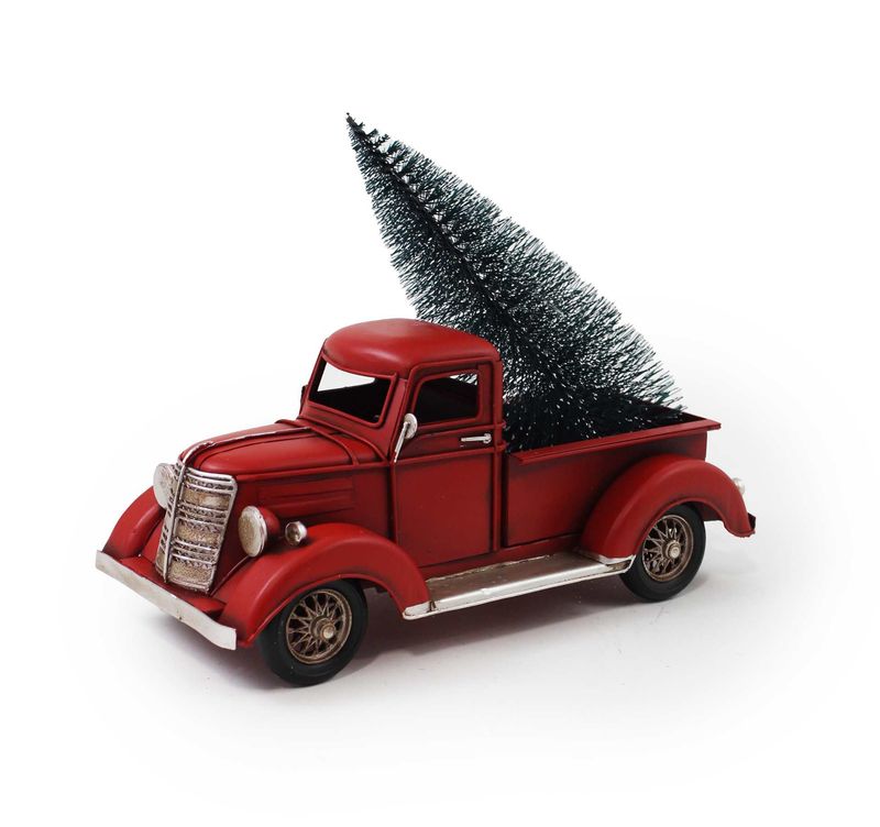 RC297 - RED METAL TRUCK W/TREE DECOR