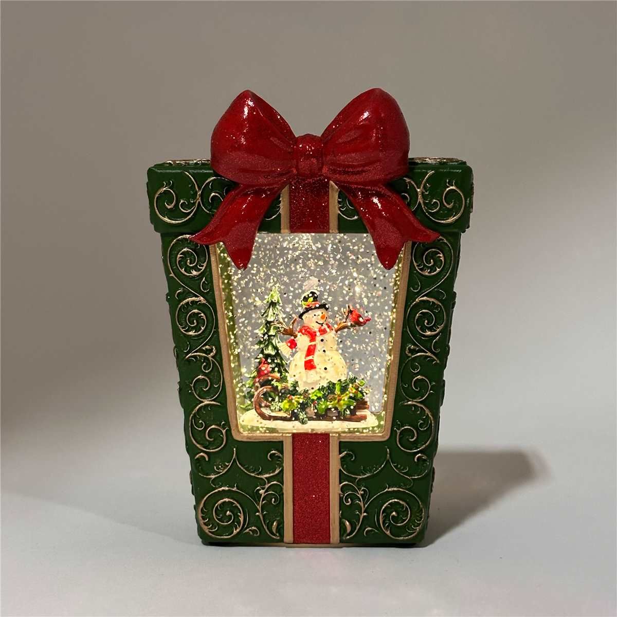 KDA513 - ILLUMINATING SPINNING WATER GIFT BOX / SNOWMEN