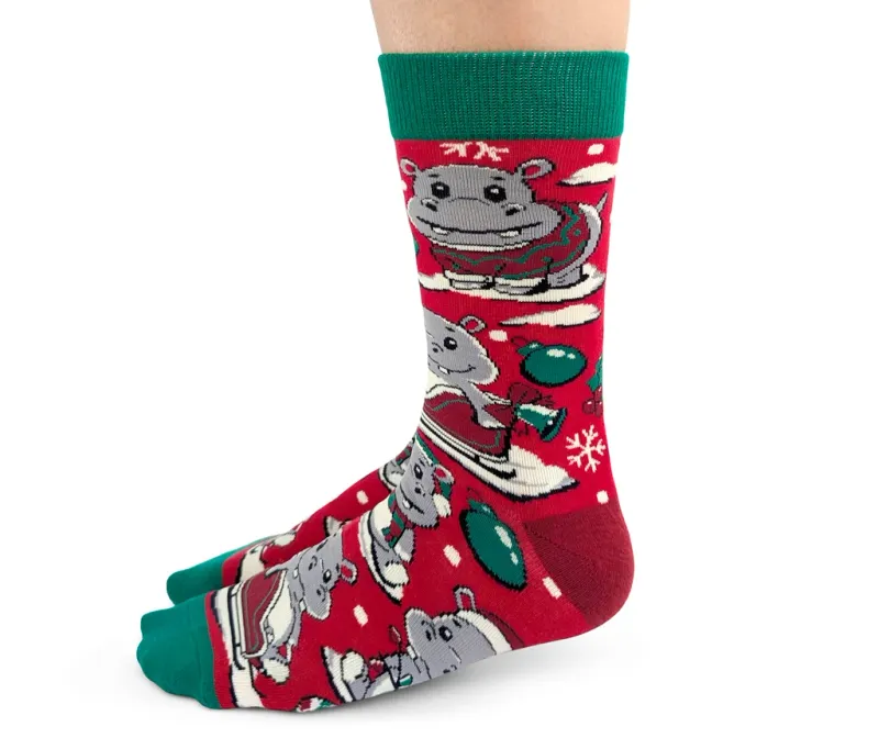 5378 - WOMEN'S SOCKS - A HIPPO CHRISTMAS