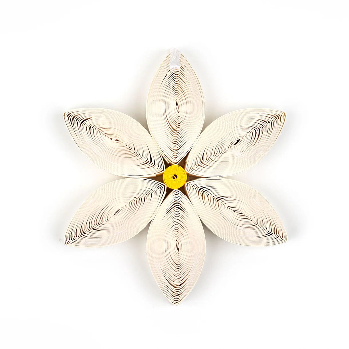 OR-2D028-S - QUILLING ORNAMENT / WHITE POINSETTIA