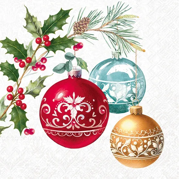 L1127845 - LUNCH : THREE CHRISTMAS BAUBLES L.GREY
