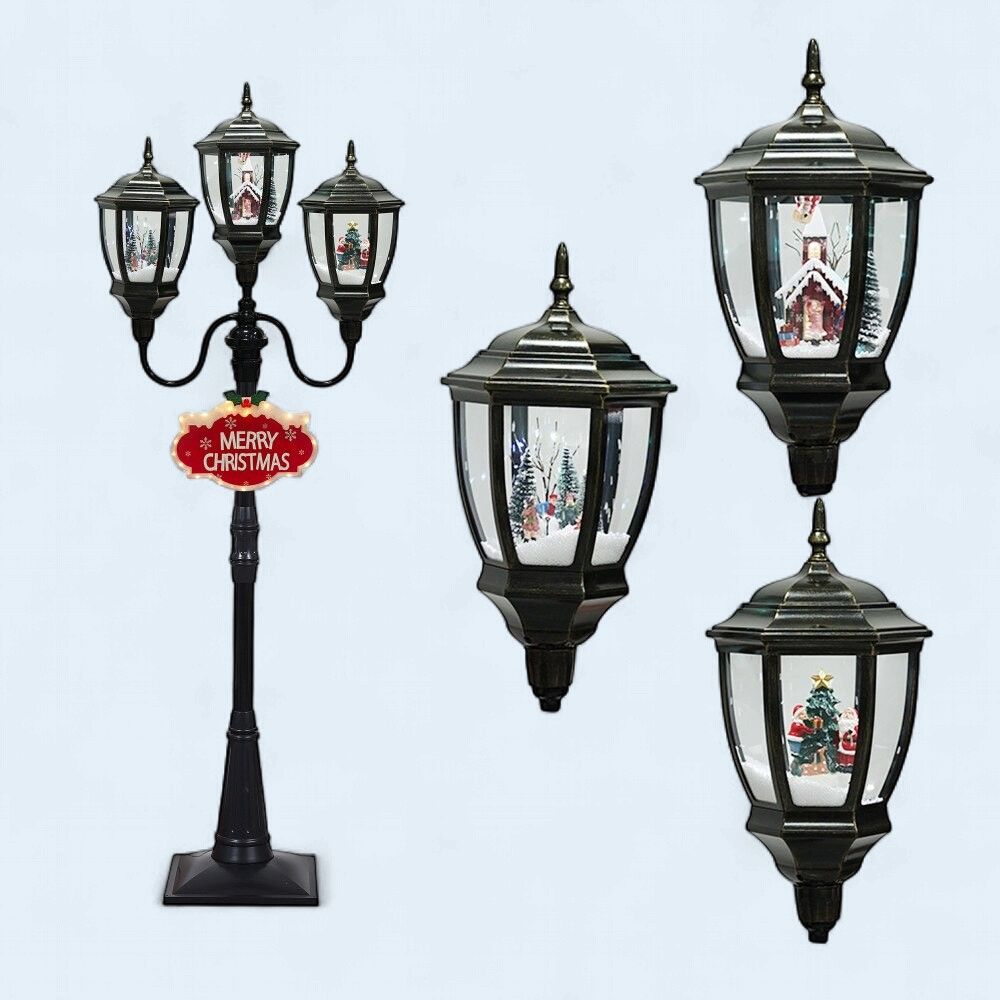 XM-SL1066 - FLOOR LANTERN - 3 HEAD SNOWING SCENES