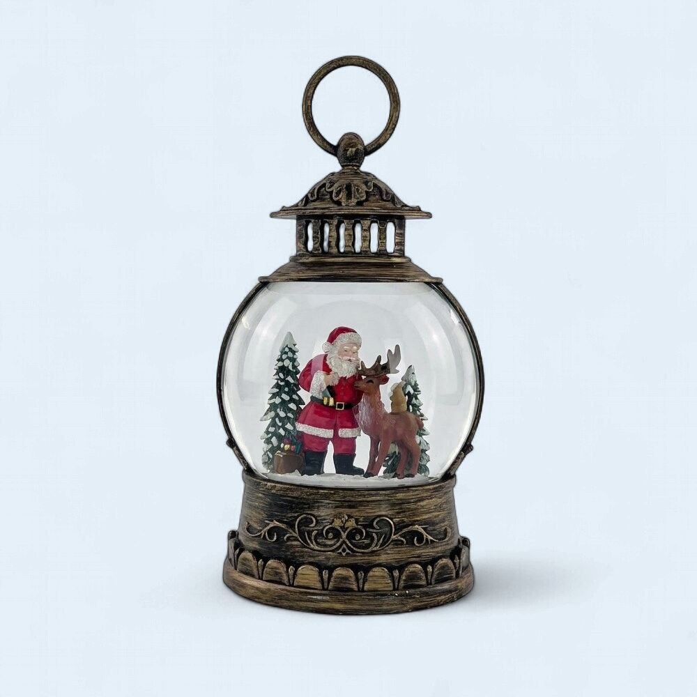 XM-SW1071 - ILLUMINATING WATER GLITTER GLOBE - SANTA &amp; DEER