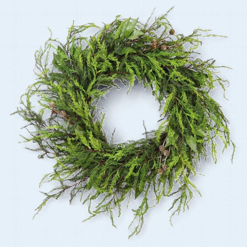 XM-HN1784 - 32" WREATH - REAL TOUCH CYPRESS