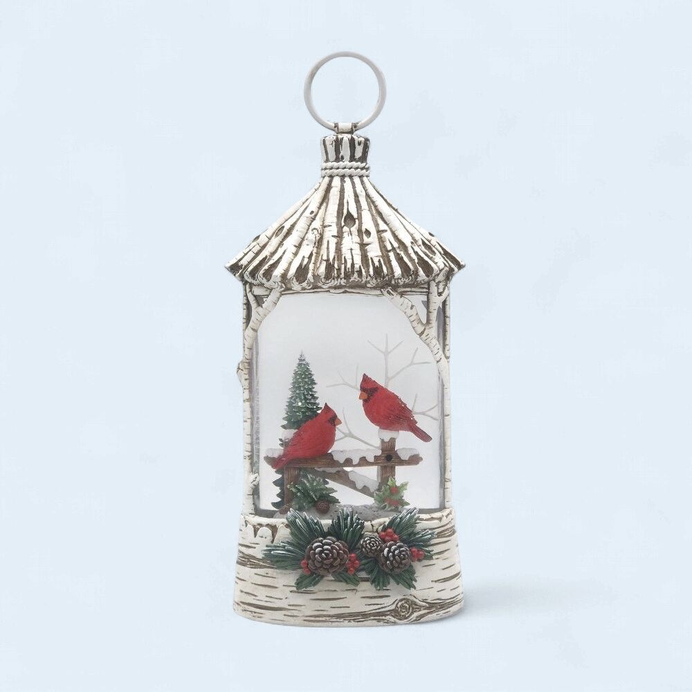 XM-SW1070 - ILLUMINATING WATER GLITTER GLOBE - CARDINALS &amp; TREE