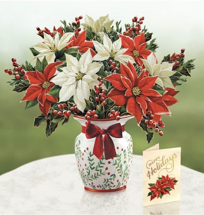 327-7313 - POP-UP FLOWER BOUQUET - FESTIVE POINSETTIAS