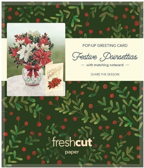 327-7313 - POP-UP FLOWER BOUQUET - FESTIVE POINSETTIAS