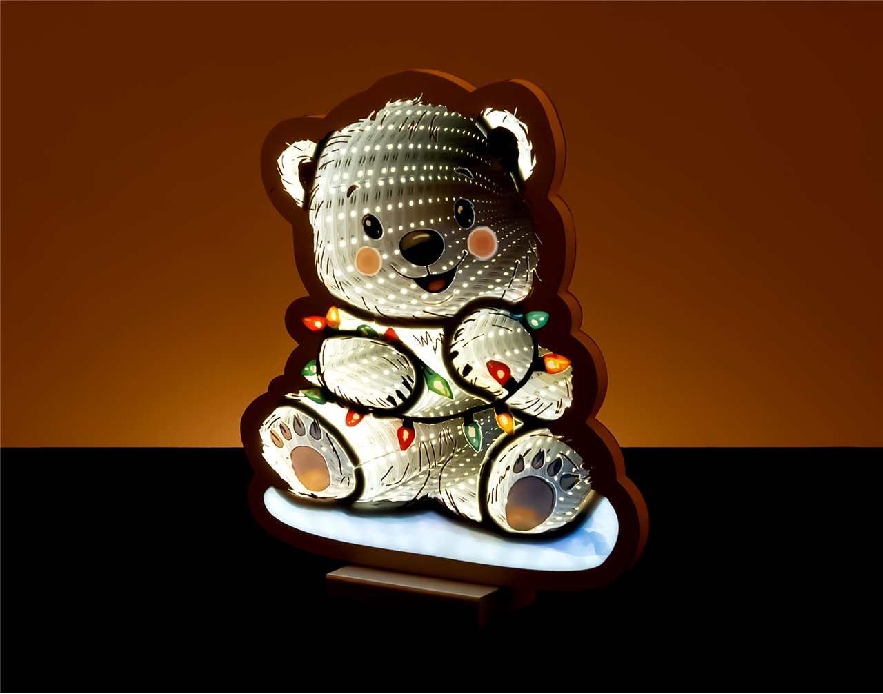 X4305 - 12" XMAS WHT BEAR INFINITYLIGHT