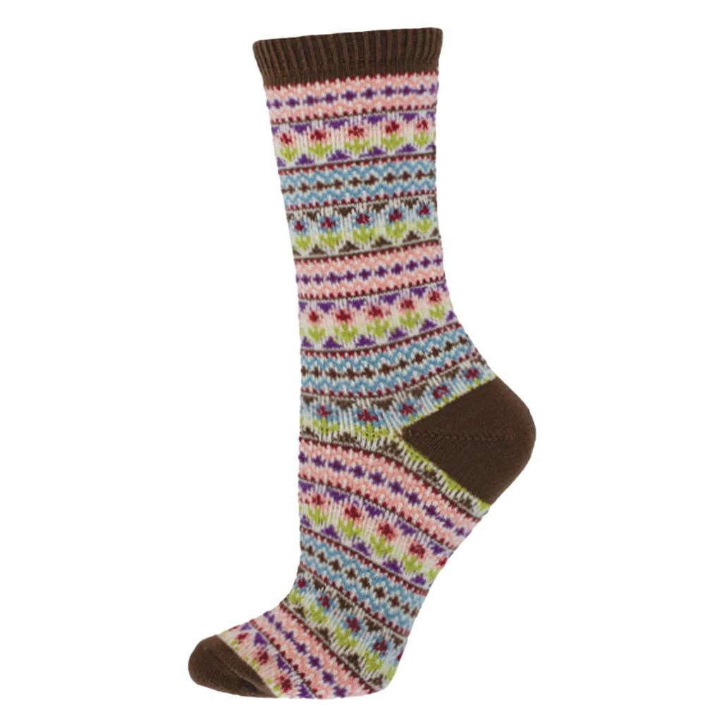 Ladies - Sweater Socks - Bountiful Flower Beds: Pink / 9-11 (Womens Shoe Size 5-10.5)