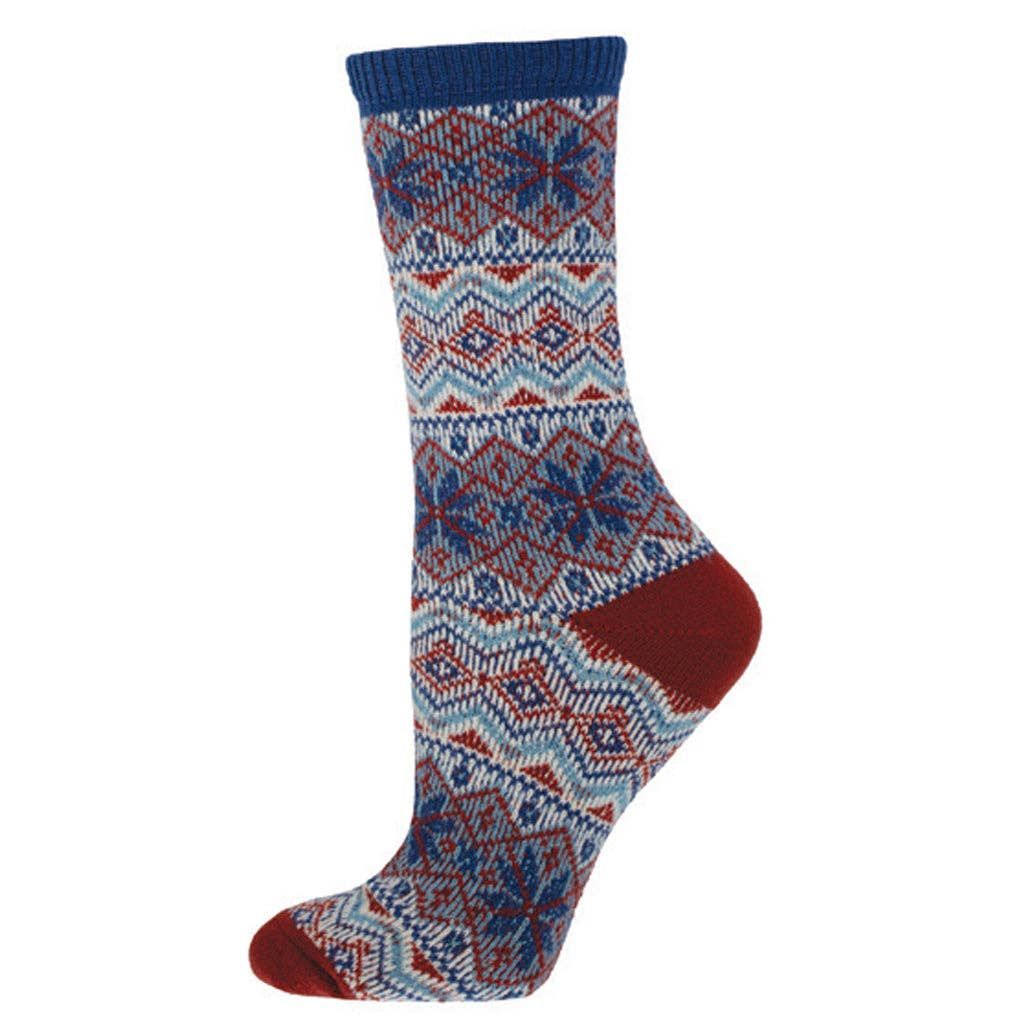 Ladies - Sweater Socks - Pray For Snow: Blue / 9-11 (Womens Shoe Size 5-10.5)