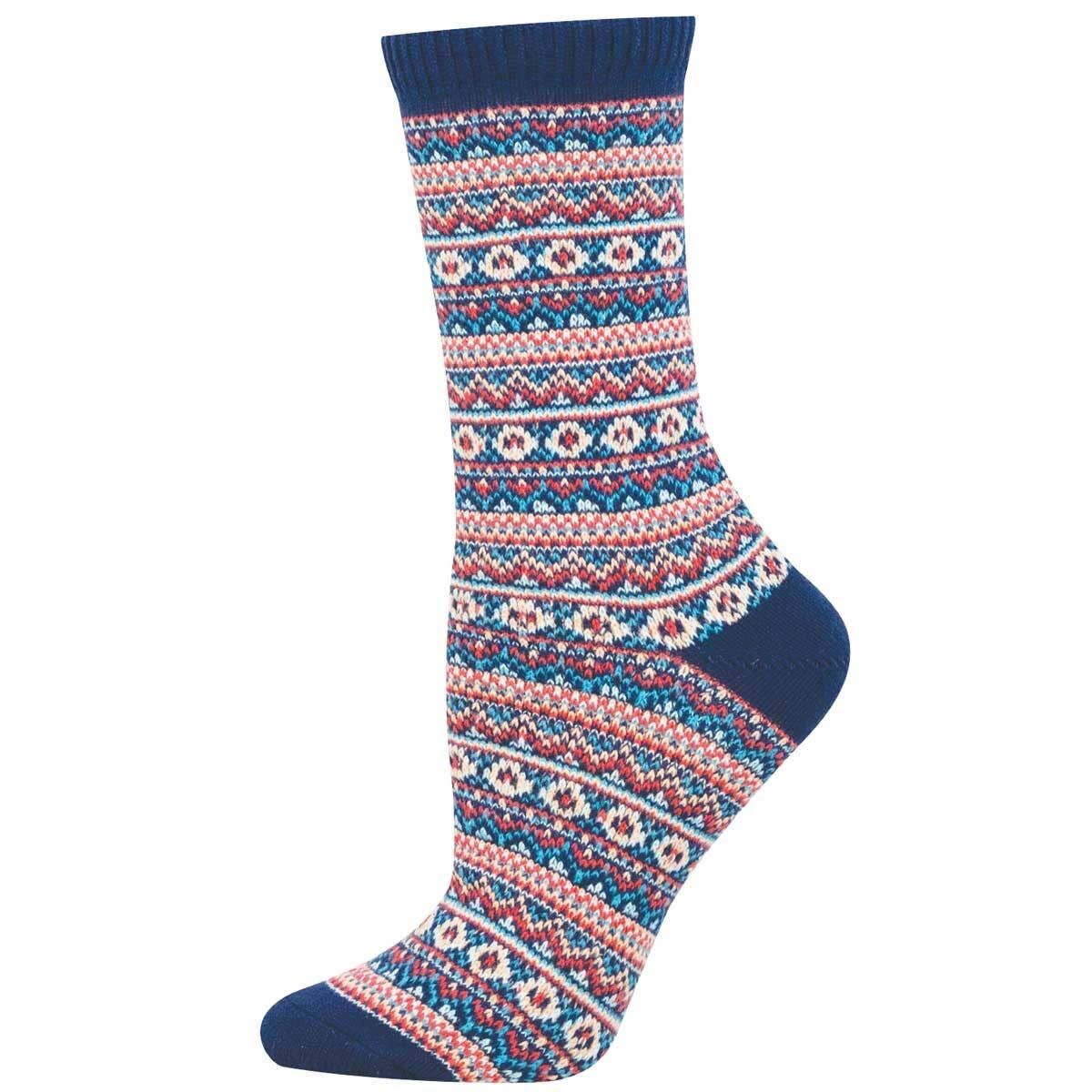 Ladies - Sweater Socks - Diamond Peaks: Blue / 9-11 (Womens Shoe Size 5-10.5)