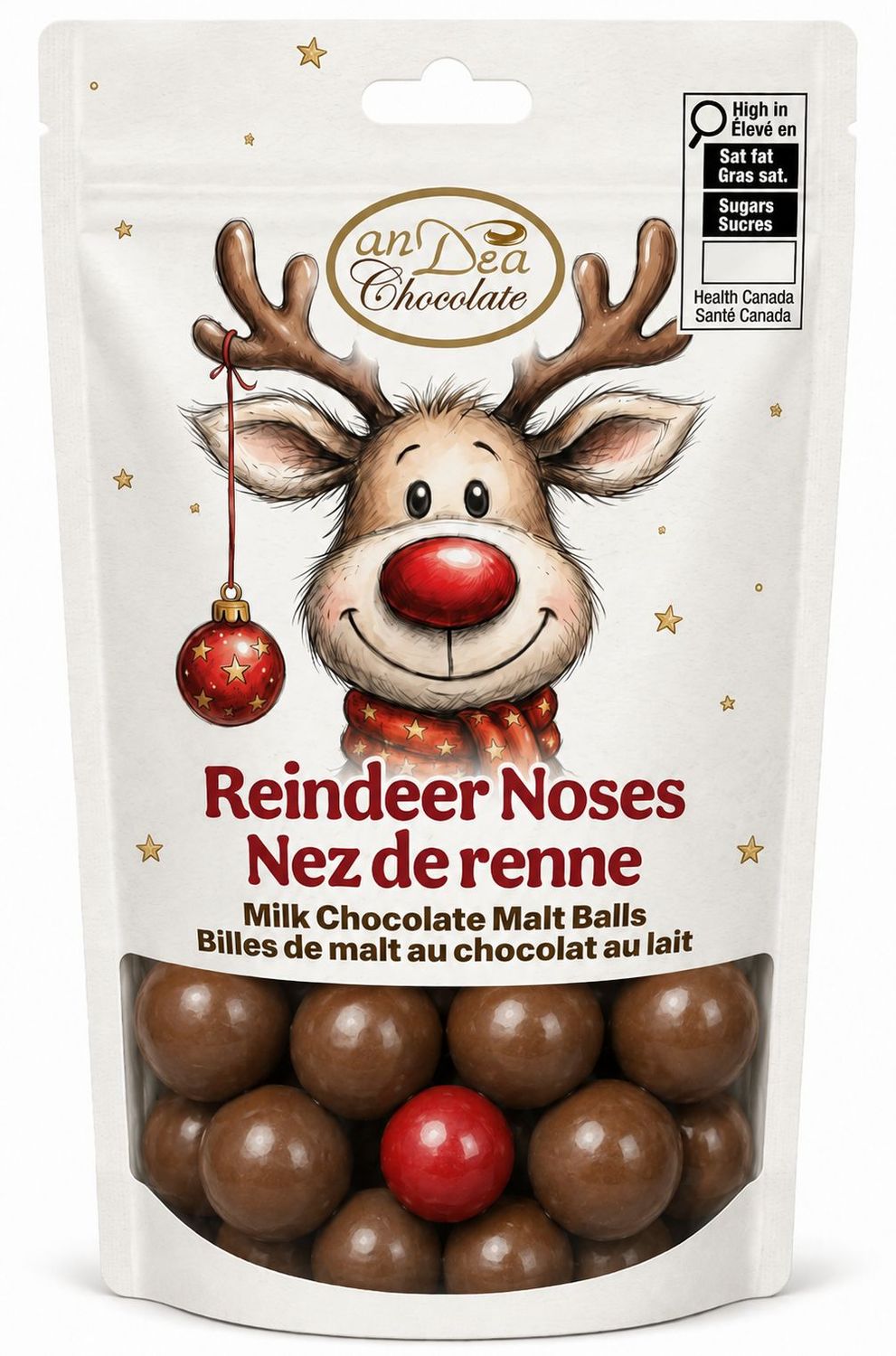 X20652 - MILK CHOCOLATE MALT BALLS / REINDEER NOSES