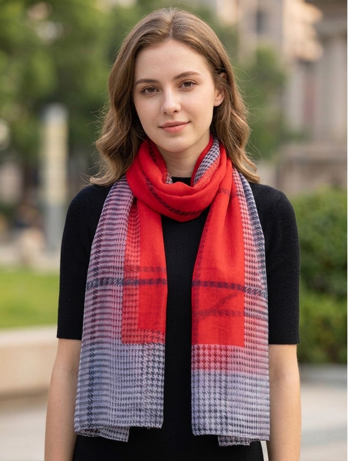 SF16913RD - SILK FEEL SCARF - RED