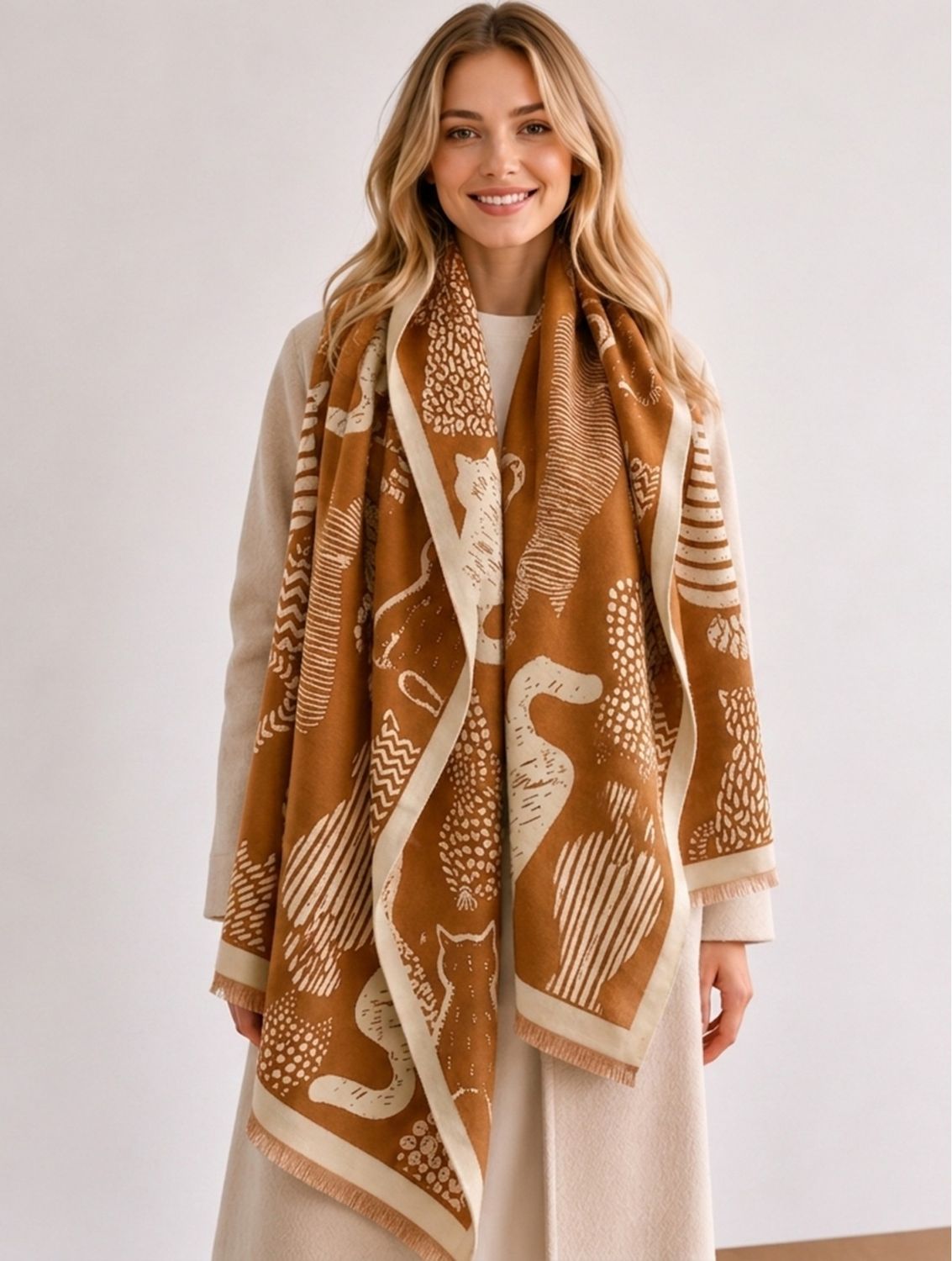 SF213702CAM - BLANKET SCARF / CAMEL