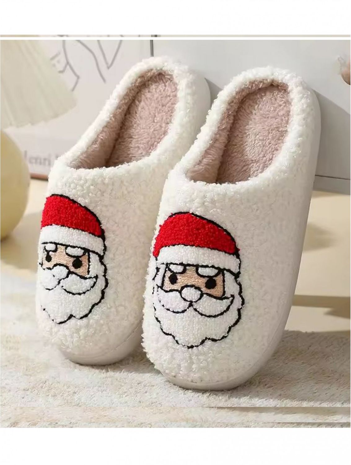 WS103211 - FUZZY PLUSH NON-SLIP SLIPPERS - SANTA CLAUS