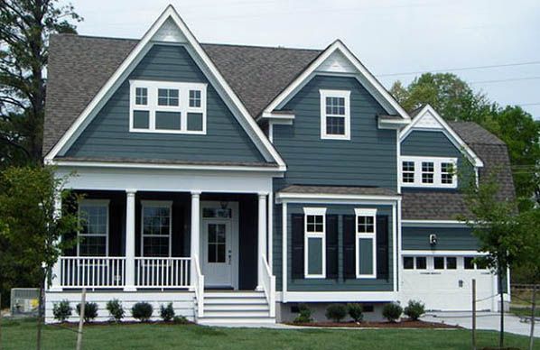 Exterior rendering of a craftsman-inspired residential home plan with a covered porch, gabled rooflines, and attached garage.