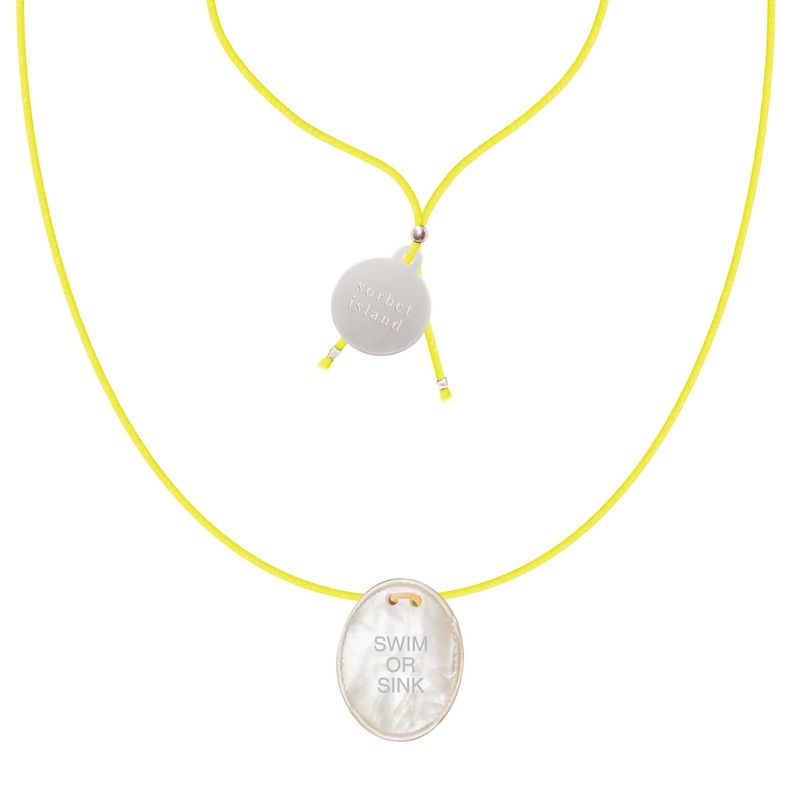&#39;Swim or sink&#39; ketting neon geel