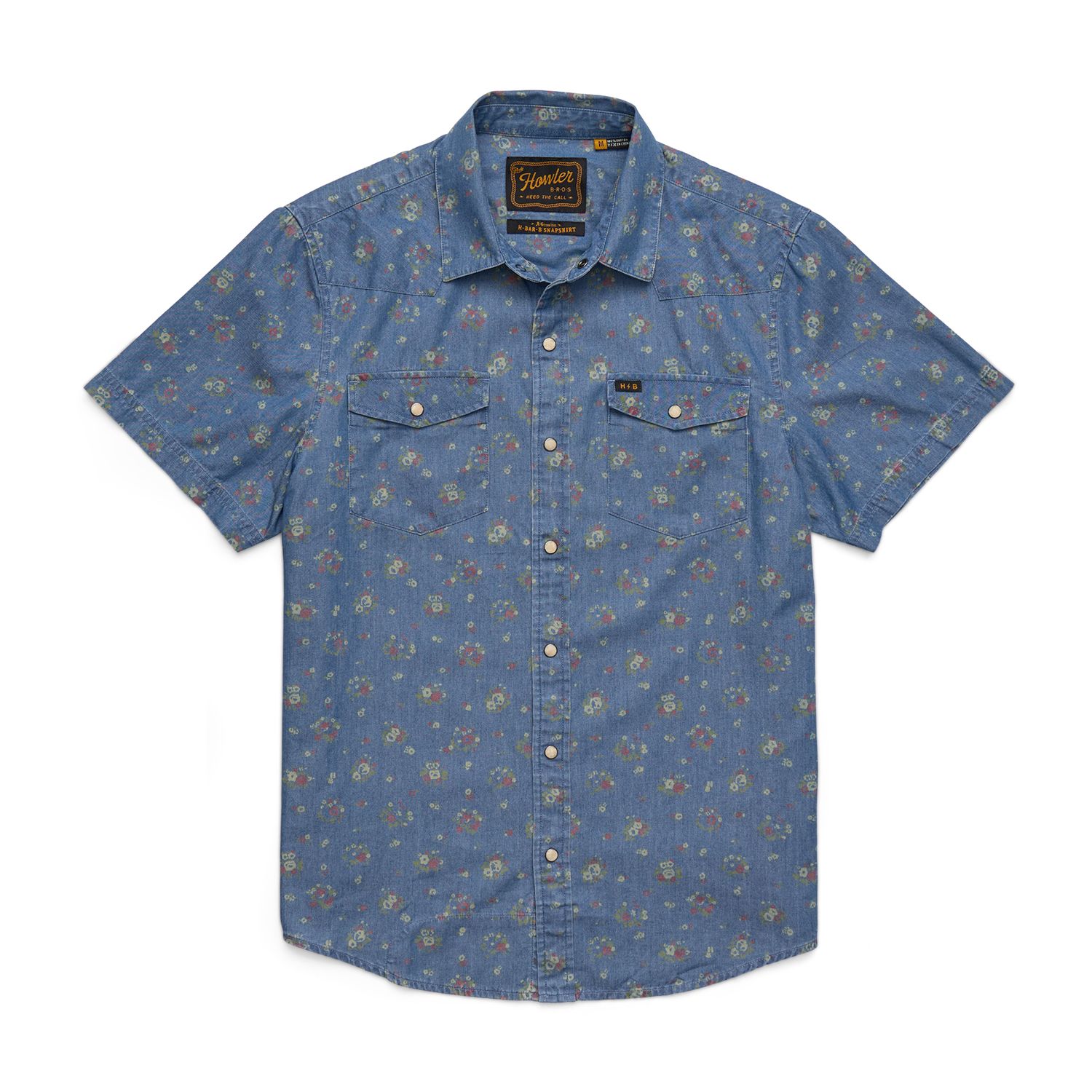 H Bar B Snapshirt, Color: Washed Indigo, Size: XXL