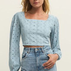 Bria Eyelet Top, Color: Coast, Size: S