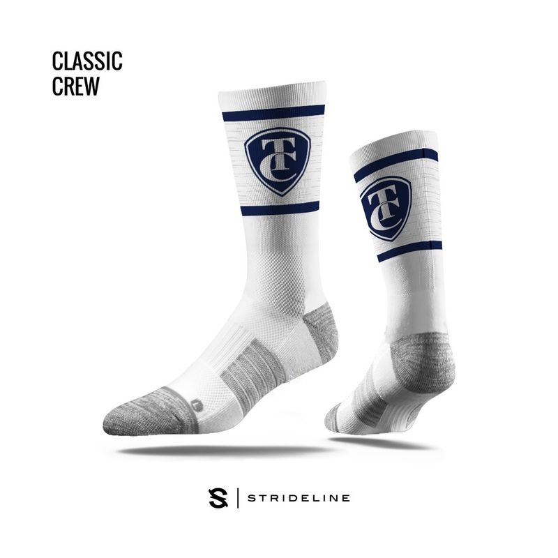 Strideline Socks in White and Navy colors