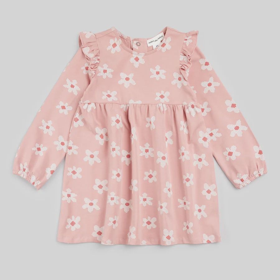 Robe rose à fleurs pixels