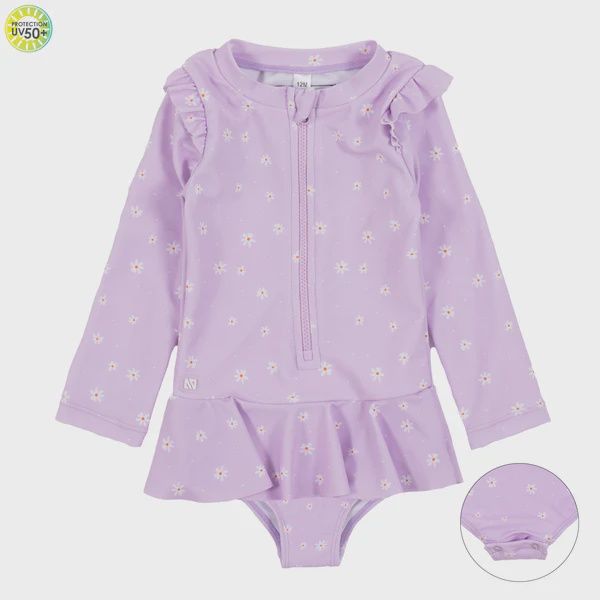 Maillot 1 pièce lilas à fleur