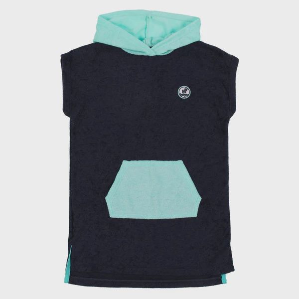 Poncho de plage à capuchon marine