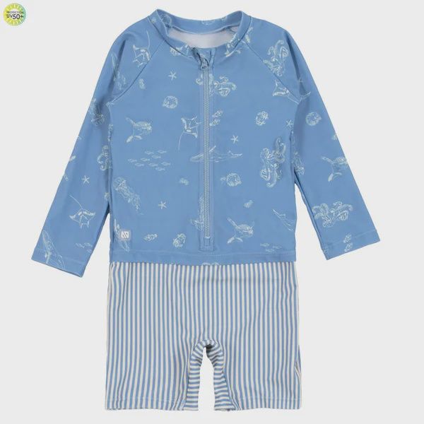Maillot 1 pièce manche longue bleu pale