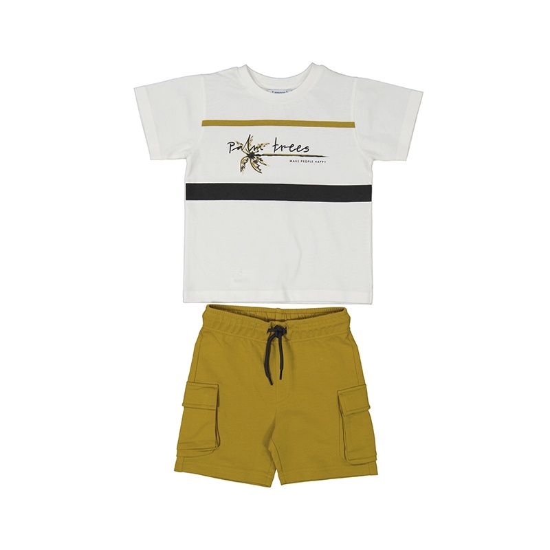 Ensemble 2 pièces chandail blanc et short brune