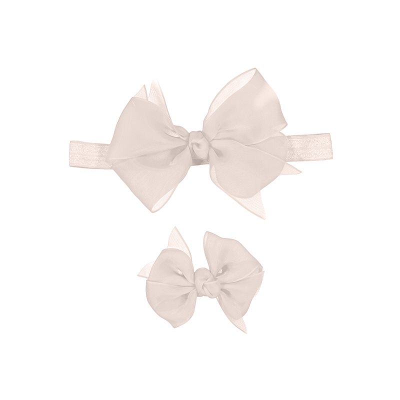 Bandeau et pince  rose avec boucle