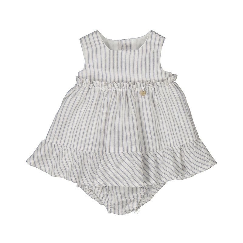 Robe beige rayée bleu avec cache couche 1844