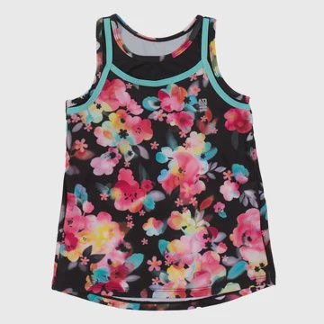 Camisole sport noir fleuri mood active