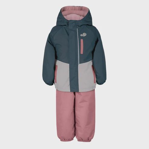 Habit 2 pce mi-saison bleu, gris et rose, Grandeur: 10 ans