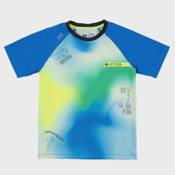 T-shirt sport bleu vert jaune