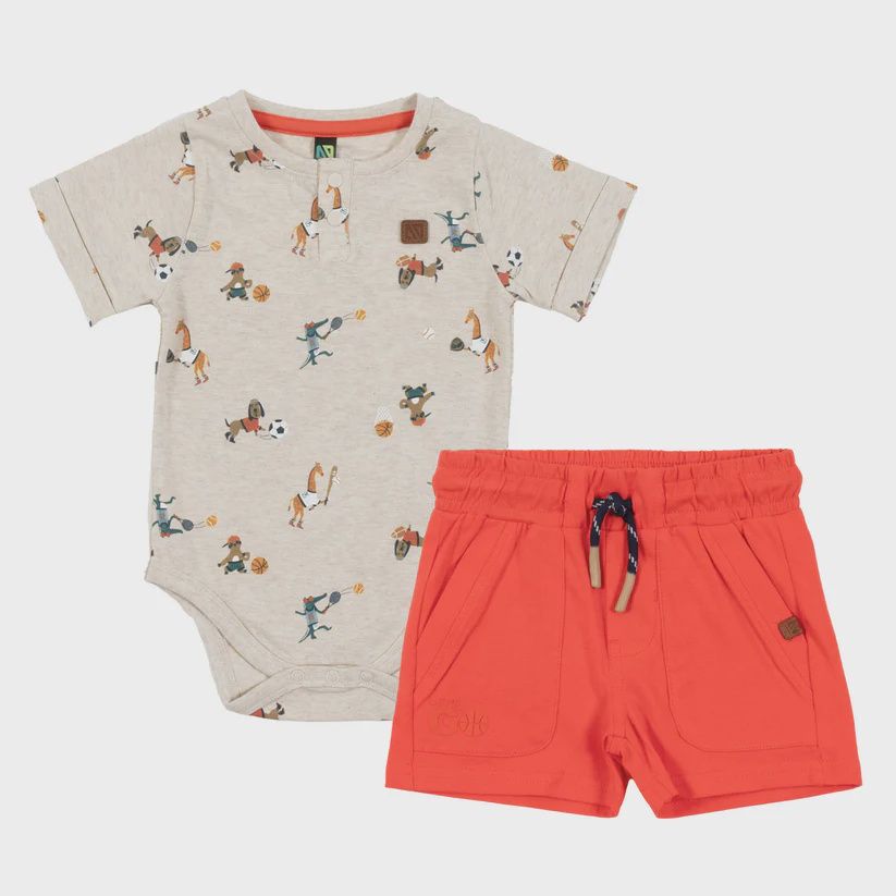 ensemble 2 pièces, cache-couche et short motif animaux, Grandeur: 6 mois