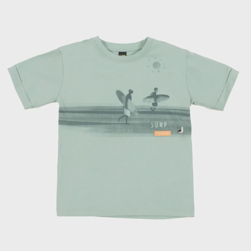 chandail manches courtes menthe, motif de surf, Grandeur: 4 ans