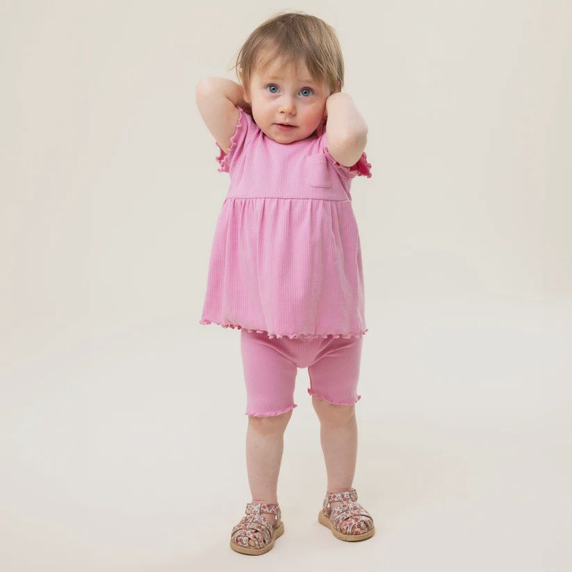 ensemble 2 pièces, robe et legging short rose, Grandeur: 3 mois