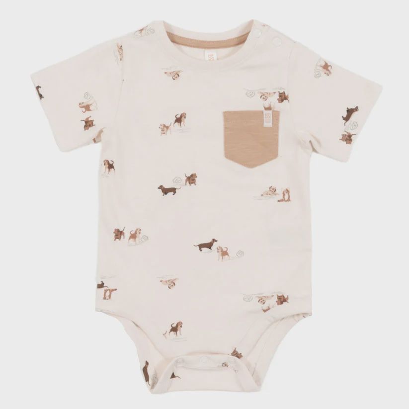 Cache-couche crème motif de chiens, Grandeur: 9 mois