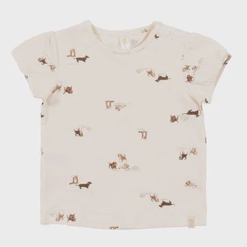 chandail bébé fille beige avec motif de chiens