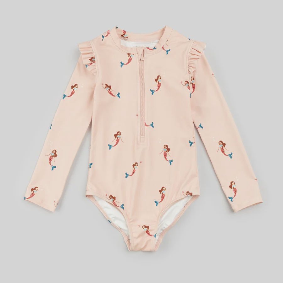 Maillot manche longue rose avec sirène