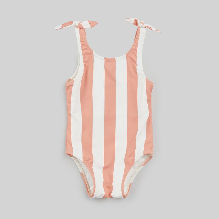 Maillot 1pce, rayé rose et blanc