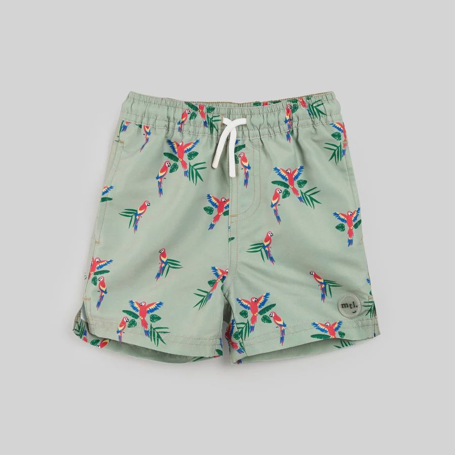 Maillot short vert avec perroquet