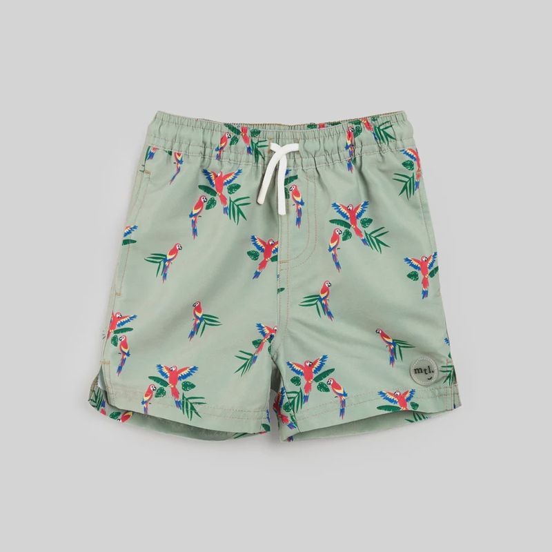 Maillot short vert avec perroquet