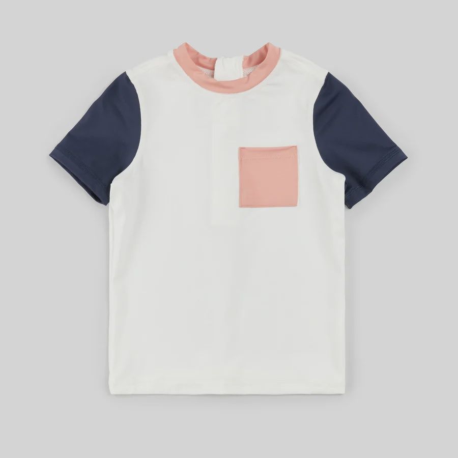 Chandail UV blanc, marine et rose