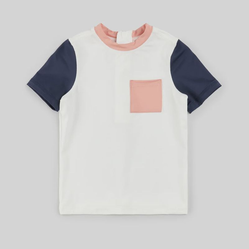 Chandail UV blanc, marine et rose