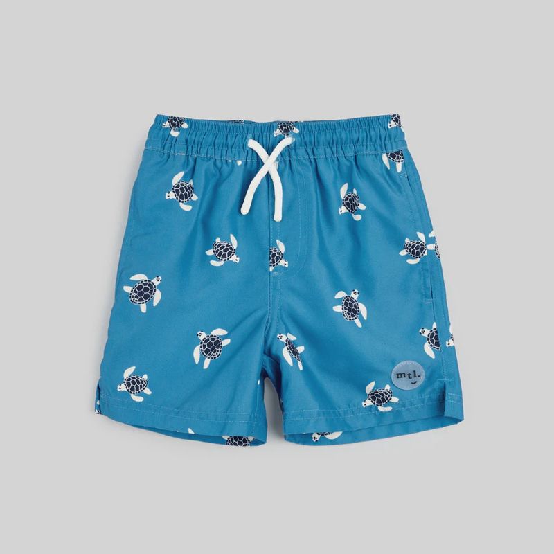 Maillot short bleu avec tortue