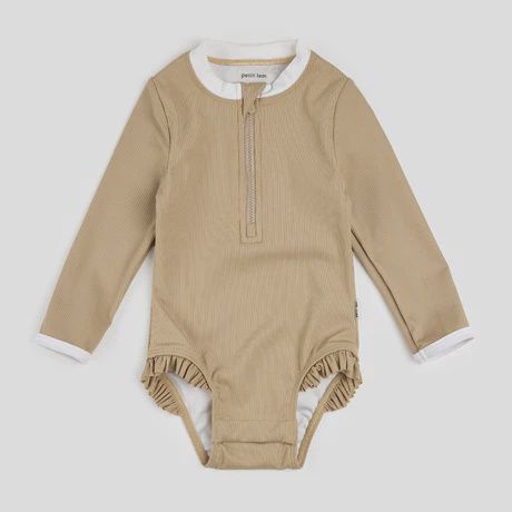 Maillot 1pce manche longue bébé fille beige
