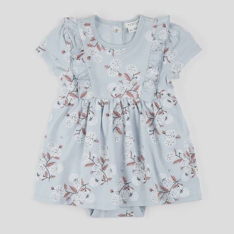 robe cache couche bleu ciel avec imprimé fleurs, Grandeur: 3 mois