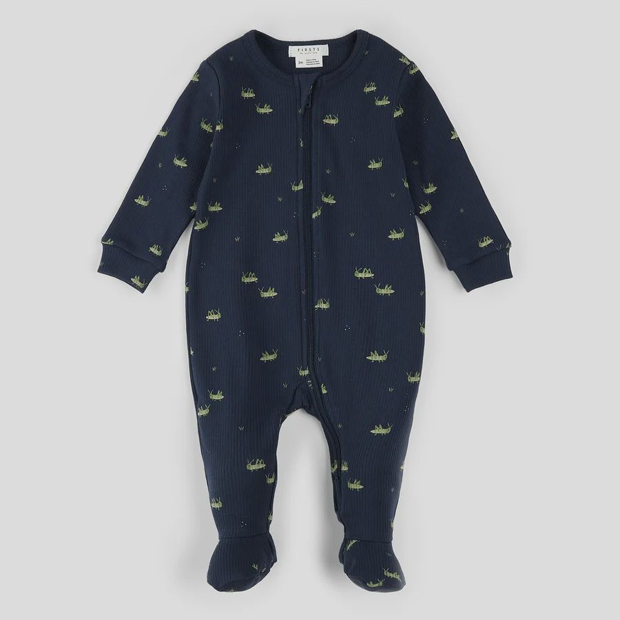 Pyjama côtelé marine avec sauterelles
